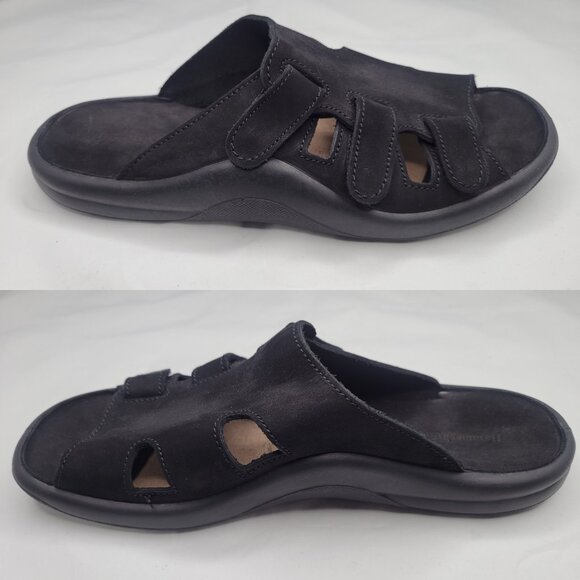 HAMMACHER SCHLEMMER Black Leather The Gentlemen's Walk ON Air Sandal Size 44 - Picture 4 of 8